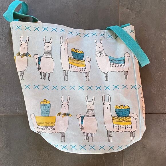 Danica Studio Extra Large! 20"T x 15"W Lama Print Canvas Tote Bag PRISTINE!! - Picture 5 of 8